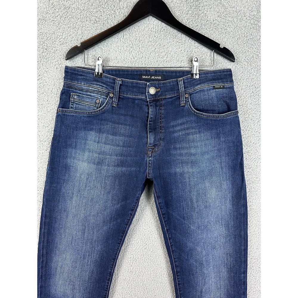 Mavi Jeans Mens 34x30 Blue Stretch Denim Medium Wash Five Pocket Classic Rugby